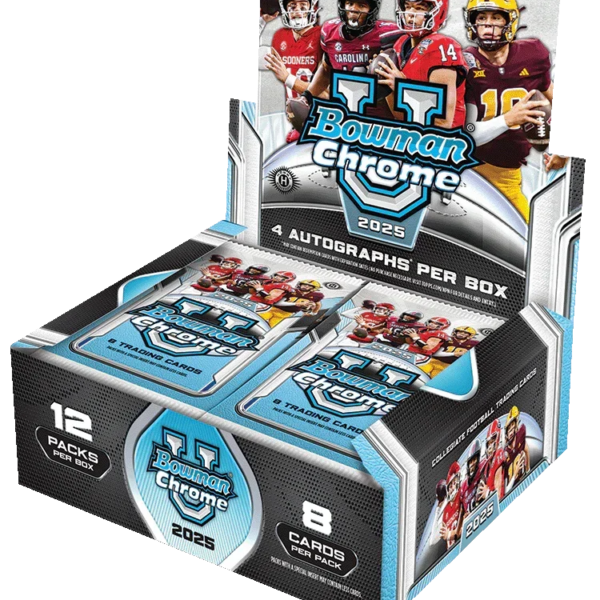 2025 Bowman Chrome University Football Jumbo 8 Box Case